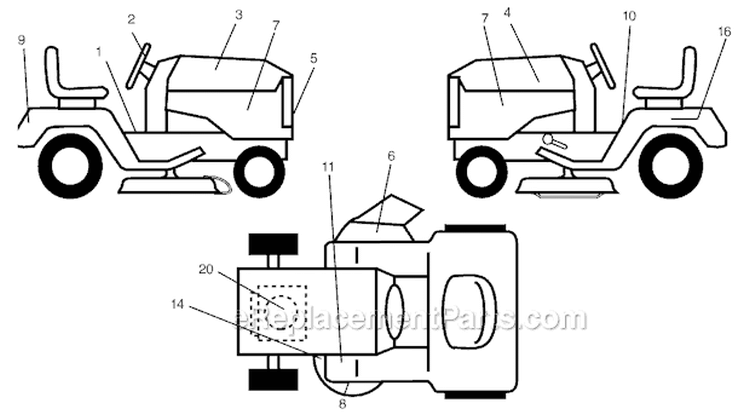 Page G Diagram and Parts List for WE16542E  Weed Eater Lawn Tractor